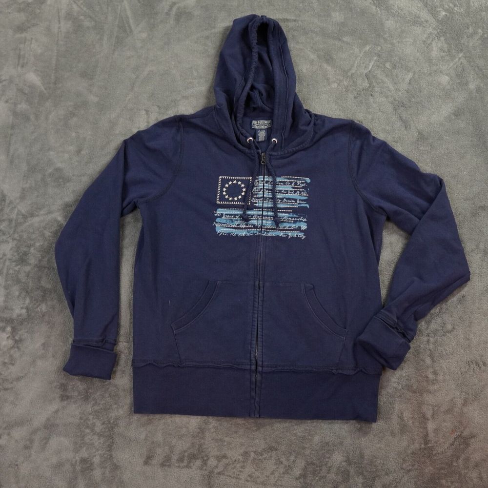 Polo Ralph Lauren Jeans Hoodie Womens Small Blue Flag NYC Full Zip Sweatshirt